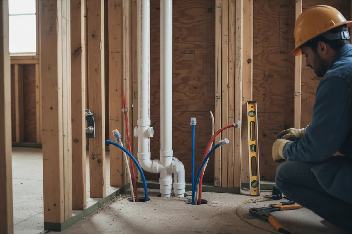 Drain and supply rough-in during Drain Cleaning in Erath