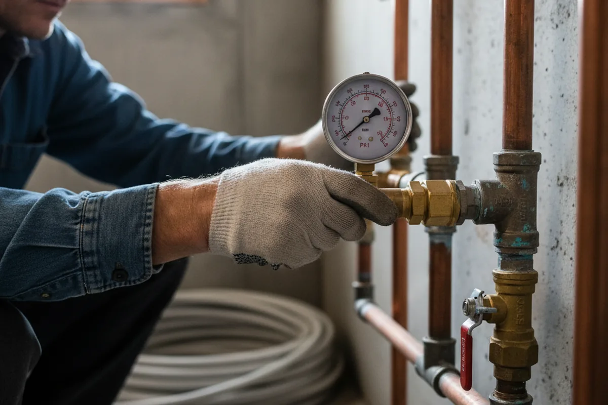 Pressure testing a repaired line during Water Line Repair in Erath